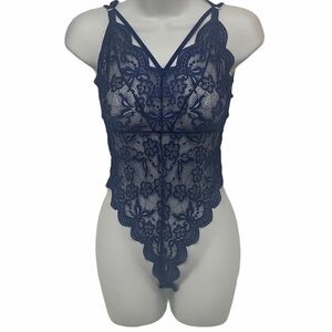 NWT Sexy Lace Bodysuit/Lingerie in Navy Blue- Large